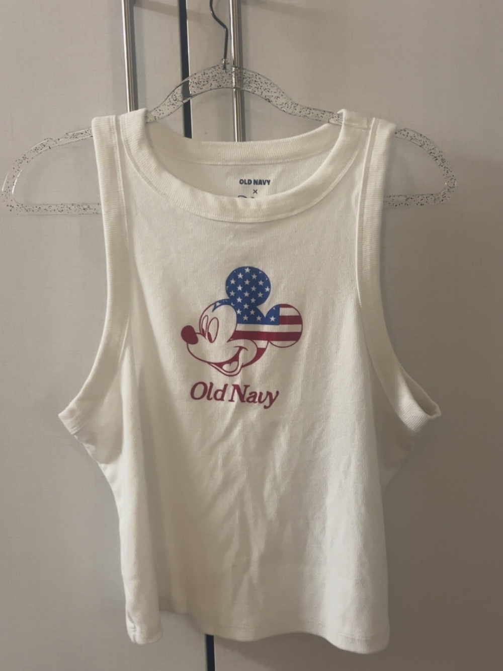 Old Navy Womens Off White Mickey Americana Tank Top